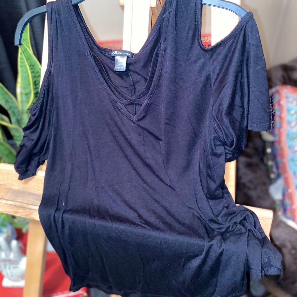 Black Criss-cross Neck Top